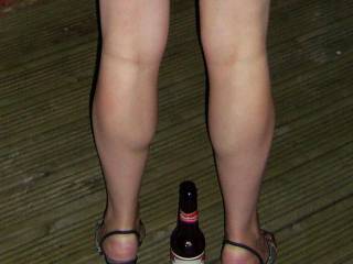 Worship my legs, run your tongue up them and then I\'ll decide if your worthy of a beer ....