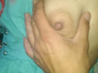 Holding my sexyy wife\'s boob