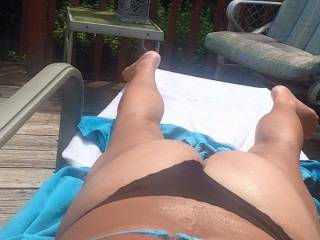 teaseing neighbors with thong