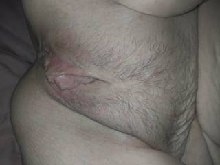 This was a view of her tiny little white pussy that I was about to fuck and stretch out.