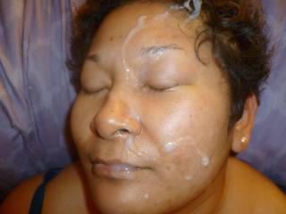 This was after coming home from a funeral one Sunday afternoon. One of her coworkers passed away from cancer. After mourning, it was time to celebrate life. Was it too soon to empty the balls on her face?
