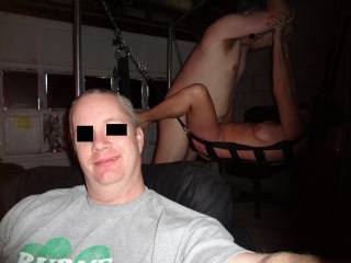 hubby hung over on NYD and T and L fucking in the swing behind him......
