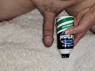 Look at my dick next to the shave cream can. Now look at the picture of my wifes former fuck buddies dick. Can you imagine what I would feel when she came home at night after being with him? It was absolutely incredible! Greatest feeling in the world!