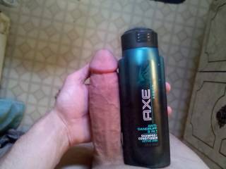 My cock next to a bottle of axe shampoo. What do you think?