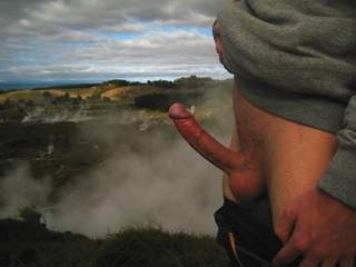 wanking next to a volcano