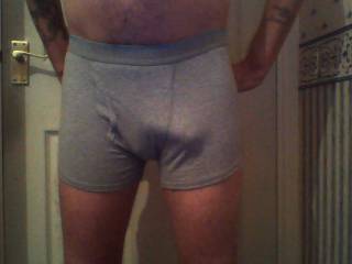 Me in my tight boxers, a nice surprise underneath...