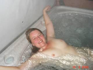 anita my wife naked nude in our hottub hot tub