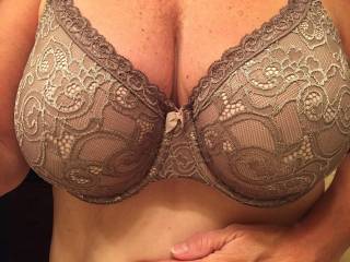 Leave it on, I would love to slide my thick length under the underwire if your bra and fuck those gorgeous tits and erupt one of my big loads on your chin?