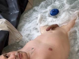 Just me hanging out in the hot tub wishing the wife would join me…or 😉