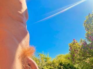 Perfect weather to be nude outside :) 
Who wanna join me ? 

Let me know what you think about me and my red hairy dick :)