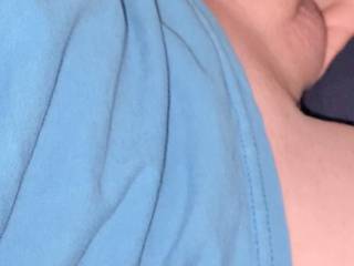 Blowing hubby as I rub his balls to get every drop