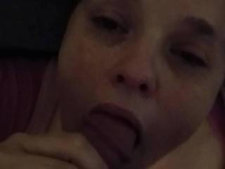 I just got back from  long trip and my old lady couldn\'t  wait to slide my dick down her throat