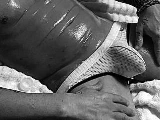 Oiled up and waiting for my undies to be ripped off!!