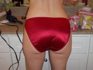 the Mrs. curvy ass in same satin panties, who\'s hard now?