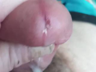 Up close slowly stroking my head until I cum