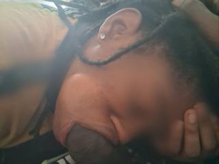 Love the way it looks bulging her mouth
