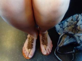 Girl feet in train