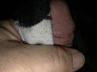 Jerking off with my wife’s sock