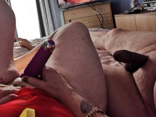 Making myself cum while he watches me.