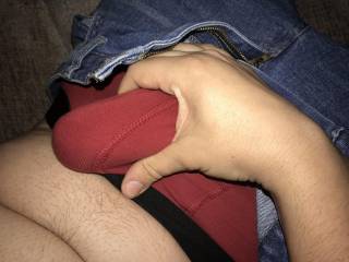 Hard cock in my red boxers