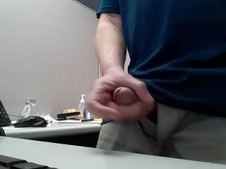 So this website is making me horny all day long, I was going to jerk off at home tonight,  I couldn\'t wait,  so here\'s my cum shot at my desk