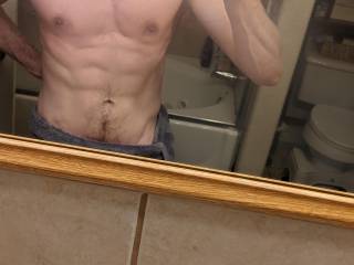 Abs and progress selfie