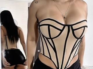 Her outfit for the Trapeze adult club last night!  We had a wild night! This was before her outfit got wrecked! She will do the commenting!