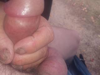 Grabbing my thick cock