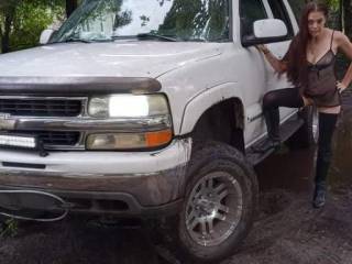 Bubbles with her jack up truck
