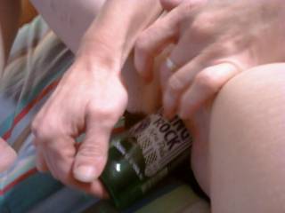 I think a Rolling Rock would be good but I enjoy watching Jen fuck the bottle more!!