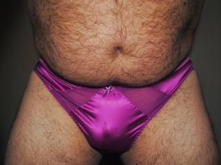 Again purple panties, who\'d like to pull them down and suck my cock