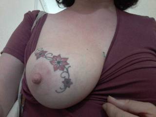 Sally's right breast and her first tattoo