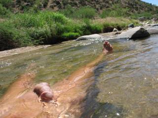 Naked day at the creek enjoying the warm sun. fresh air and cool water,,,,,