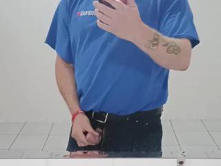 Watching myself in the mirror at work