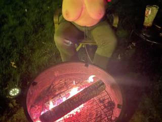 Tits out at the fire pit