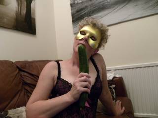 a little bit of cock sucking training with a cucumber
