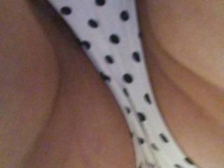 my wifes nice ass in black polk a dot undies 4