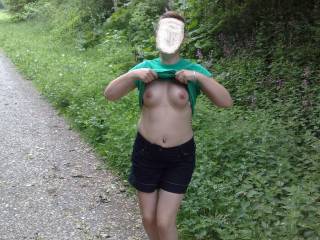 Flashing my tits whilst on a country walk