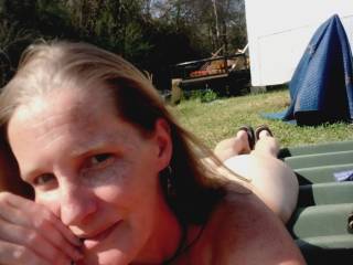 Sunbathing nude