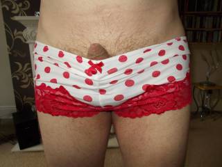 poking out of sexy polka dot panties