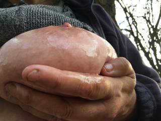 Thirdly, just the left tit - showing all the oil everywhere !
