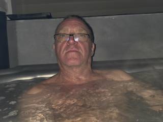 just relaxing in the hot tub