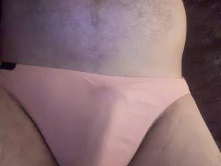 Cock outline in peach undies.😋
