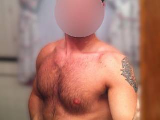 Can’t stop running my hands over my husband’s perfect and sexy chest. Agreed by all that his chest hair is delectable?