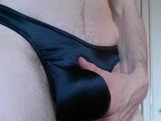 Wearing a Satin thong I bought online