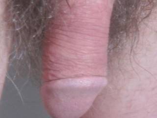 A frontal  major close up after my shower with my tip has male fluid stretching/hanging into a thread in late April of 2025... A S95 camera was used.