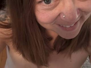 Engaged ginger MILF saying hello with her tits out