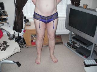 blue panties with suspender straps