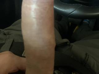 Jerking my dick in my car before work spun and horny asf