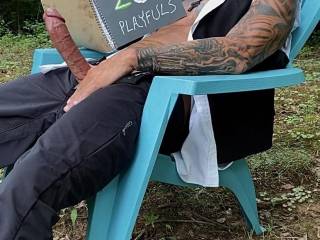 Sitting in the side yard reading. Apparently, some really good notes. Got my cock throbbing!!
Doesn’t it look like a wild ride and a great time?
